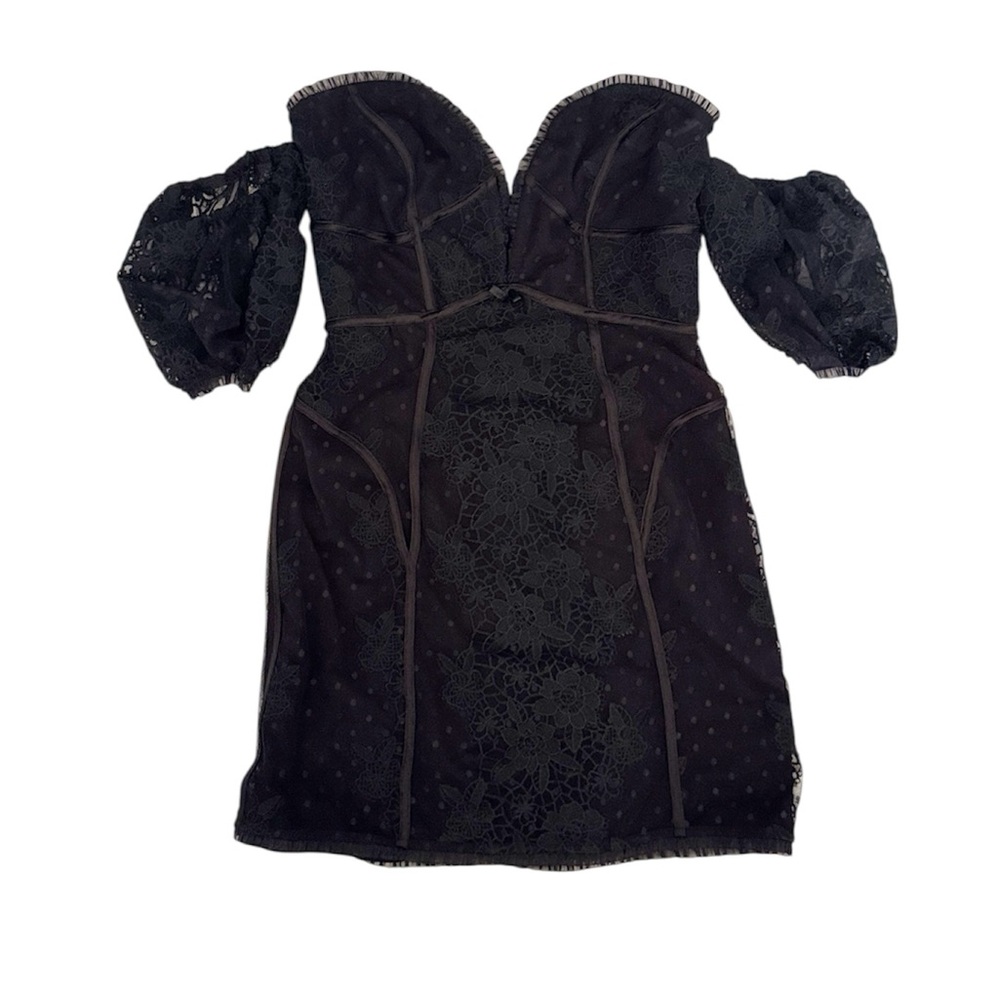 For Love & Lemons Azalea Black Strapless Lace Romantic Witchy Mini Dress size M - Picture 1 of 12